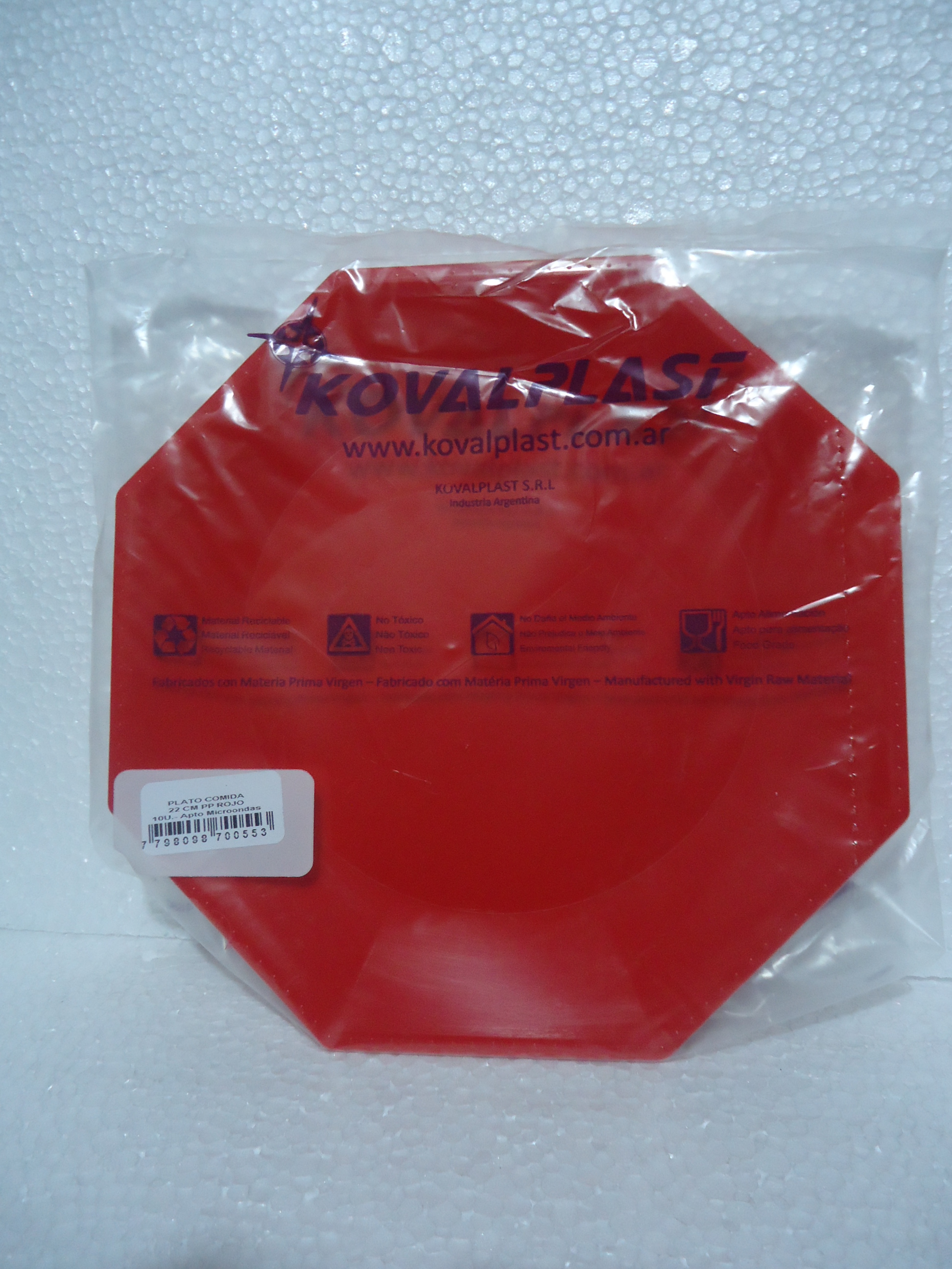 PLATO OCTOGONAL 23cm ROJO x10