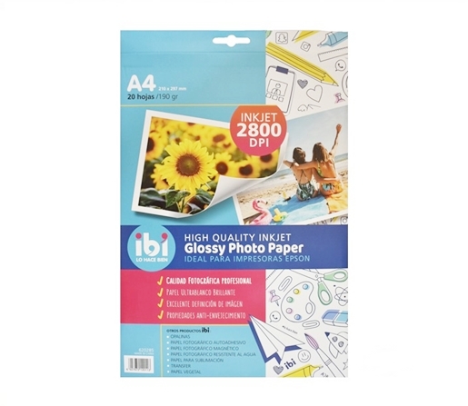 PAPEL FOTOGRAFICO 190gr A4 x 20 IBI