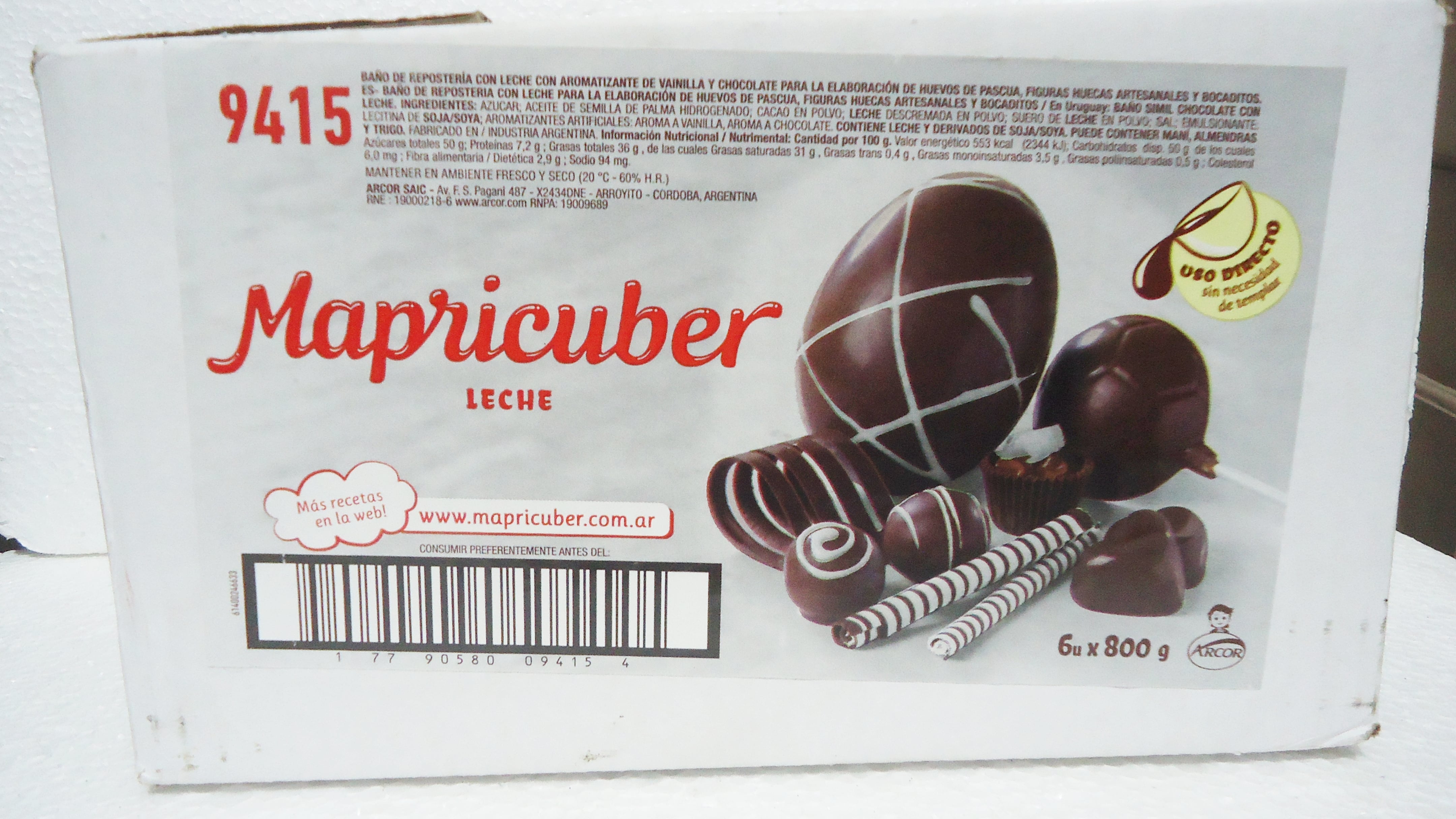 CHOCOLATE MAPRICUBER X4.800 / LECHE