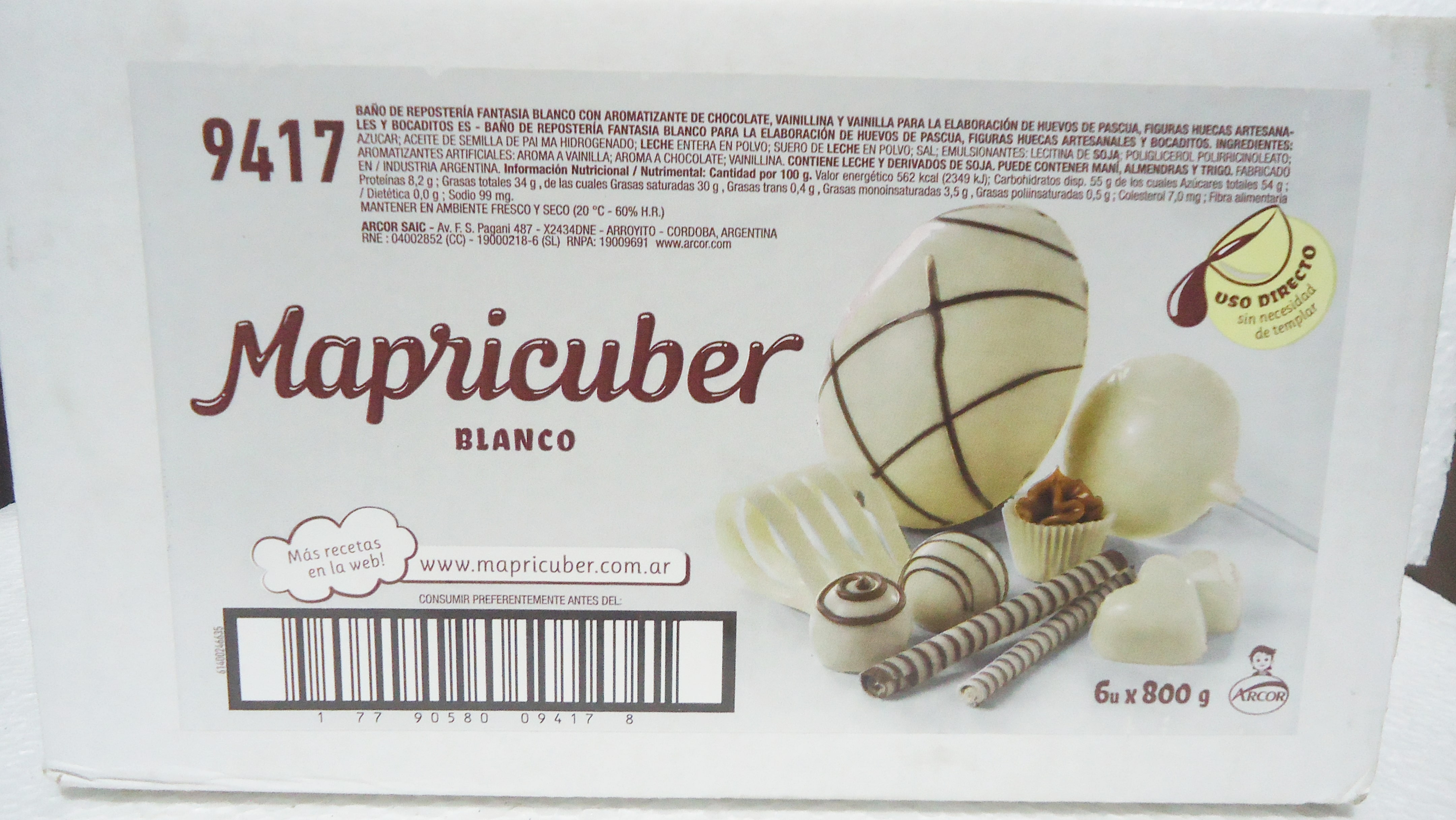 CHOCOLATE MAPRICUBER X4.800 BLANC