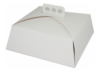 CAJA DE TORTA MALETIN BLANCA 27x27x12