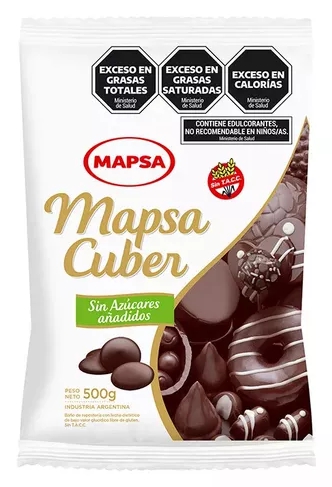 CHOCOLATE MAPSACUBER SIN AZUCAR x1/2 KG