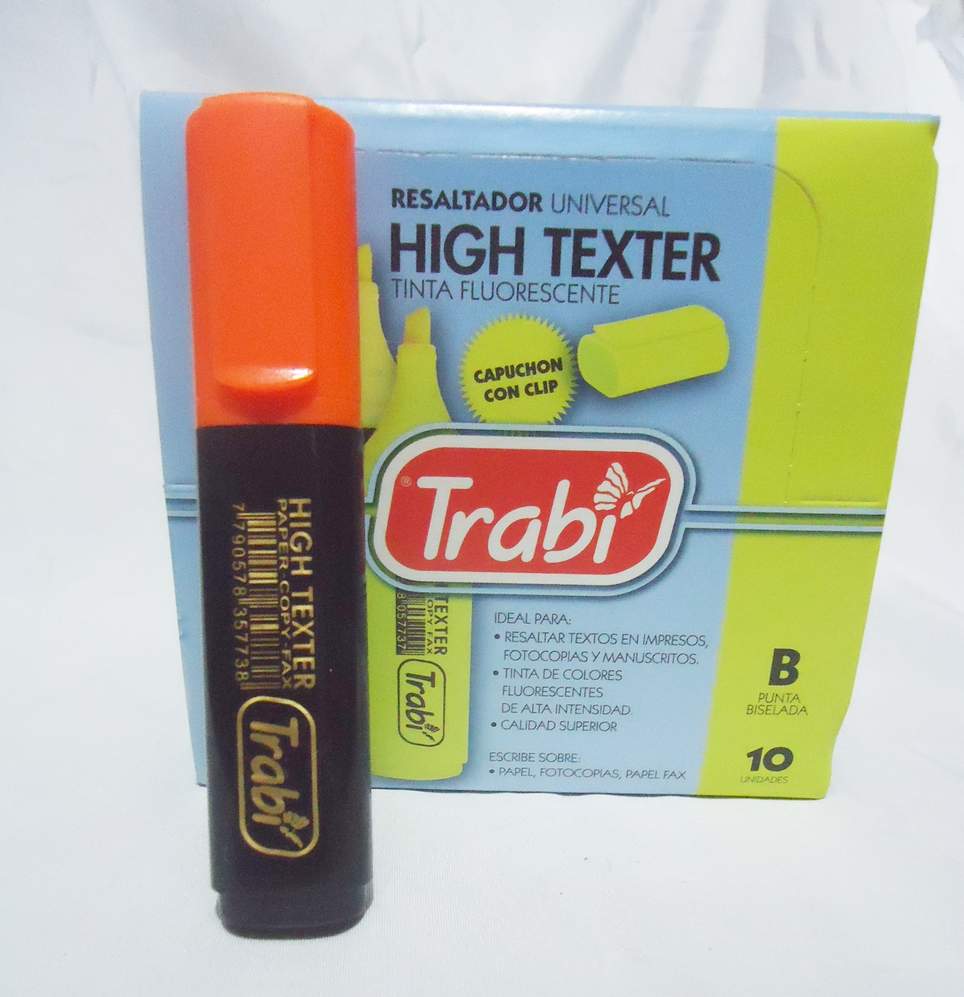 RESALTADOR TRABI H.TEX NARANJA CAJA X10