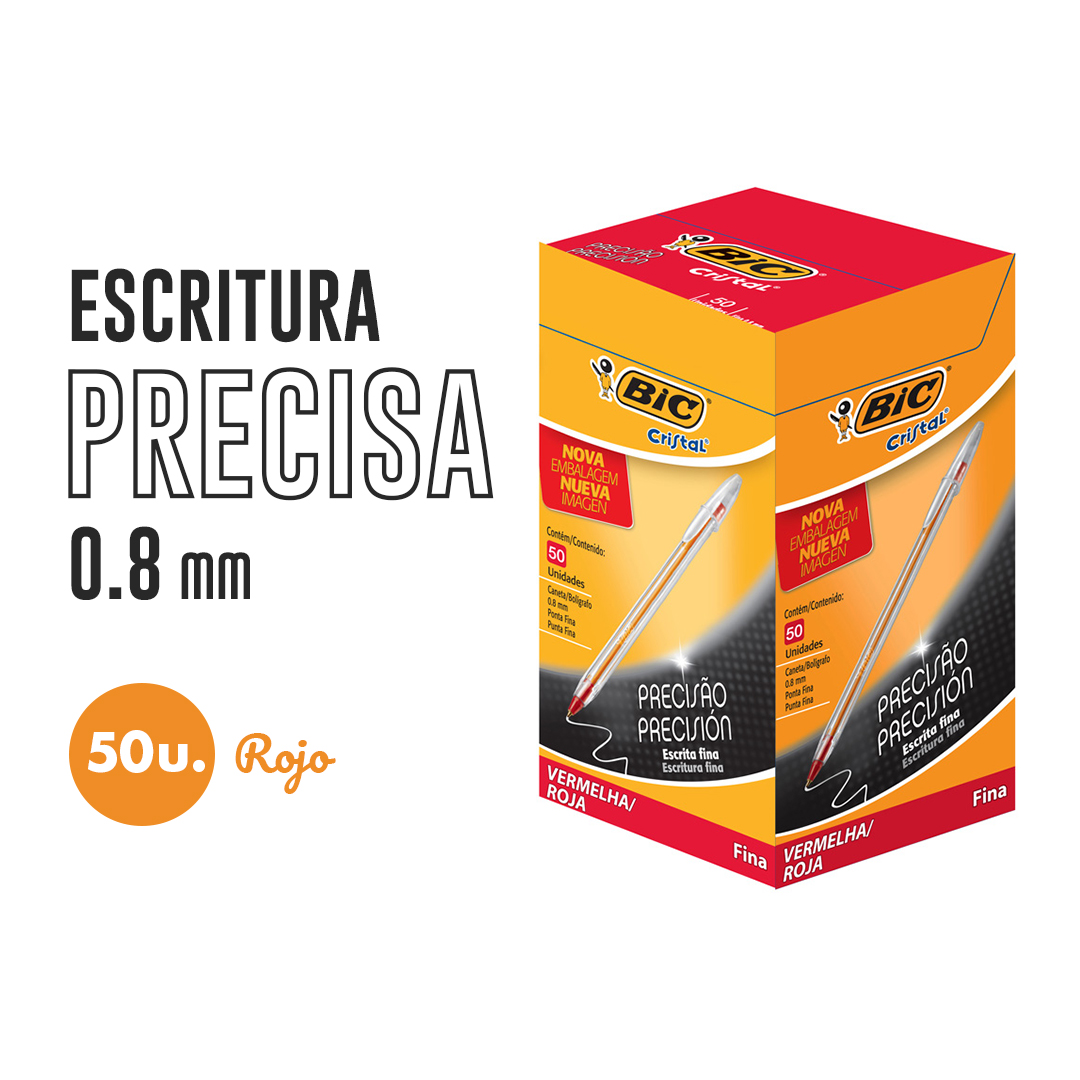 BOLIGRAFO BIC FINE PLUS ROJO CAJA X50