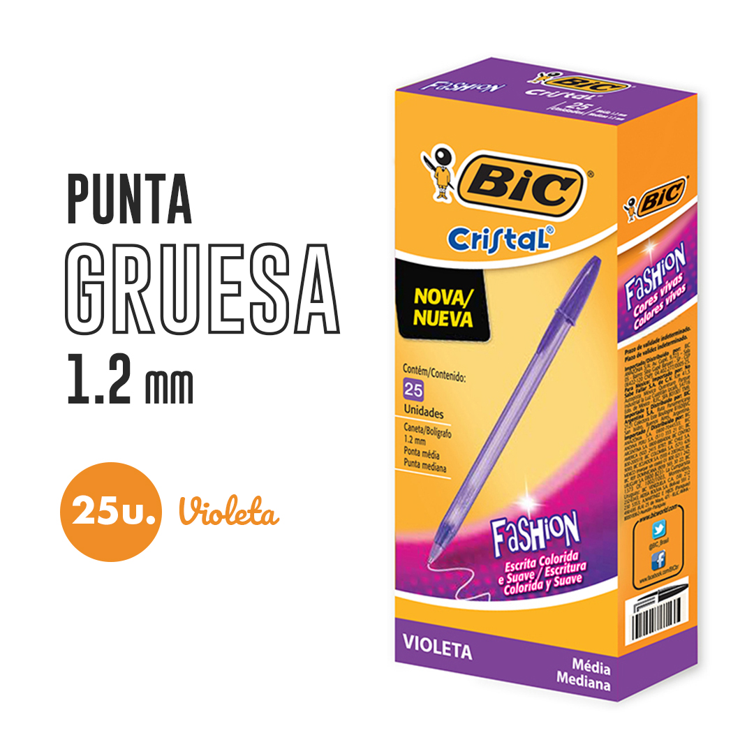 BOLIGRAFO BIC LASER LILA CAJA X25