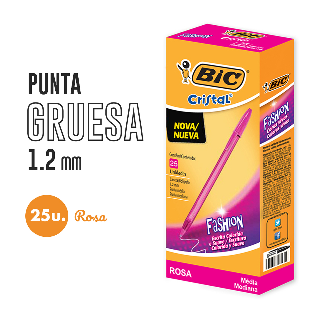 BOLIGRAFO BIC LASER ROSA CAJA X25