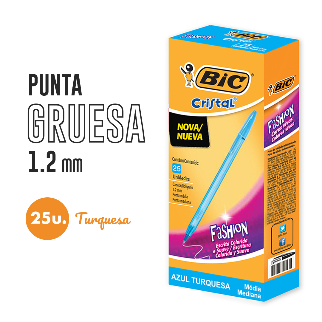 BOLIGRAFO BIC LASER TURQUESA CAJA X25