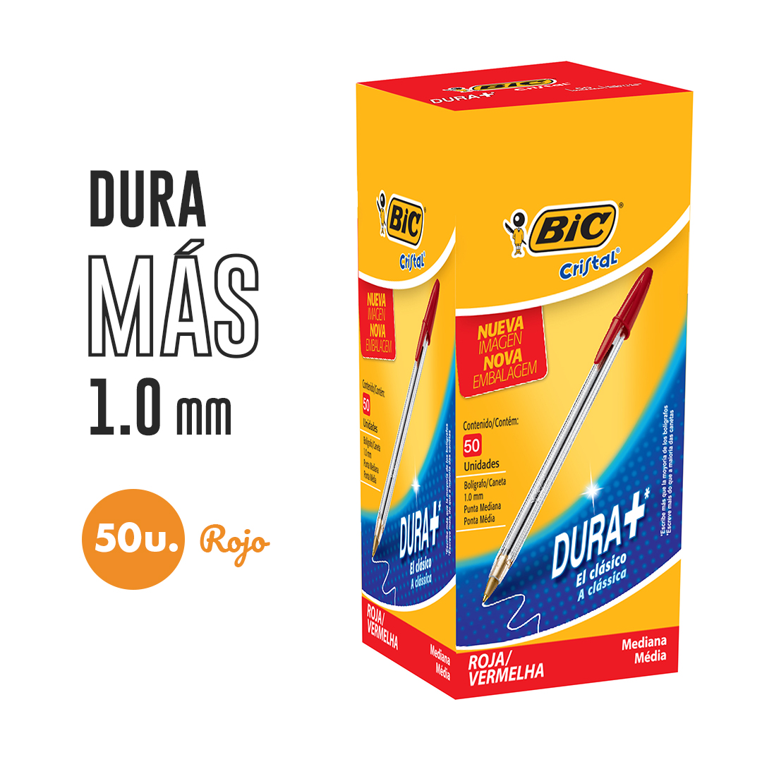 BOLIGRAFO BIC CRISTAL T/G ROJO CAJA X50