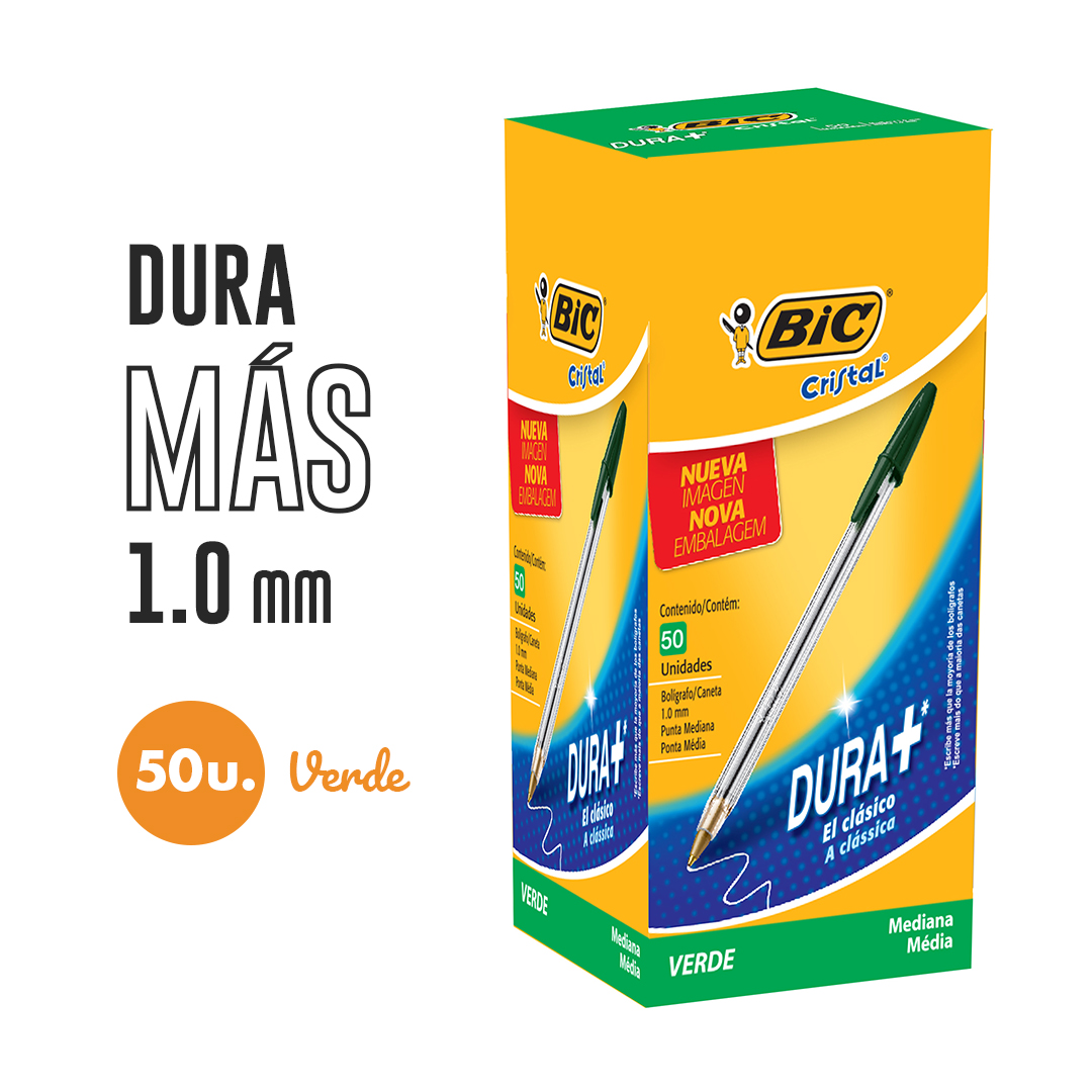 BOLIGRAFO BIC CRISTAL T/G VERDE CAJA X50