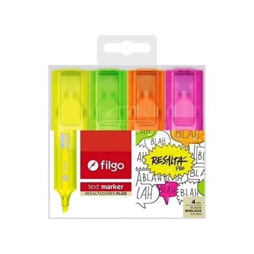 RESALTADOR FILGO X4 FLUO TEXT MARKER