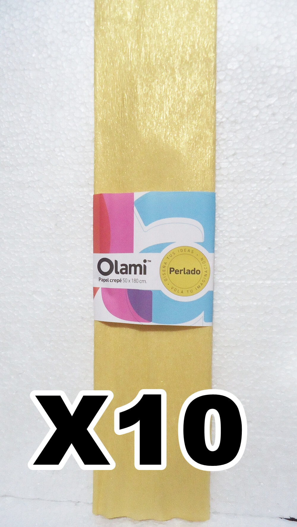 PAPEL CREPE PACK X10 PERLADO AMARILLO