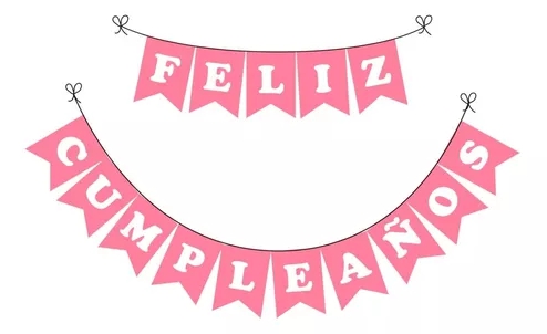 BANDERIN FELIZ CUMPLEAÑOS ECO ROSA