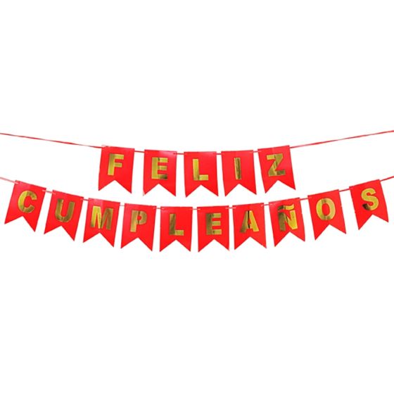 BANDERIN FELIZ CUMPLEAÑOS ECO ROJO