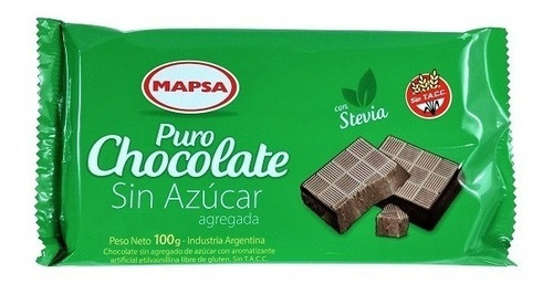 CHOCOLATE BARRA MAPSA SIN AZUCAR X100GR