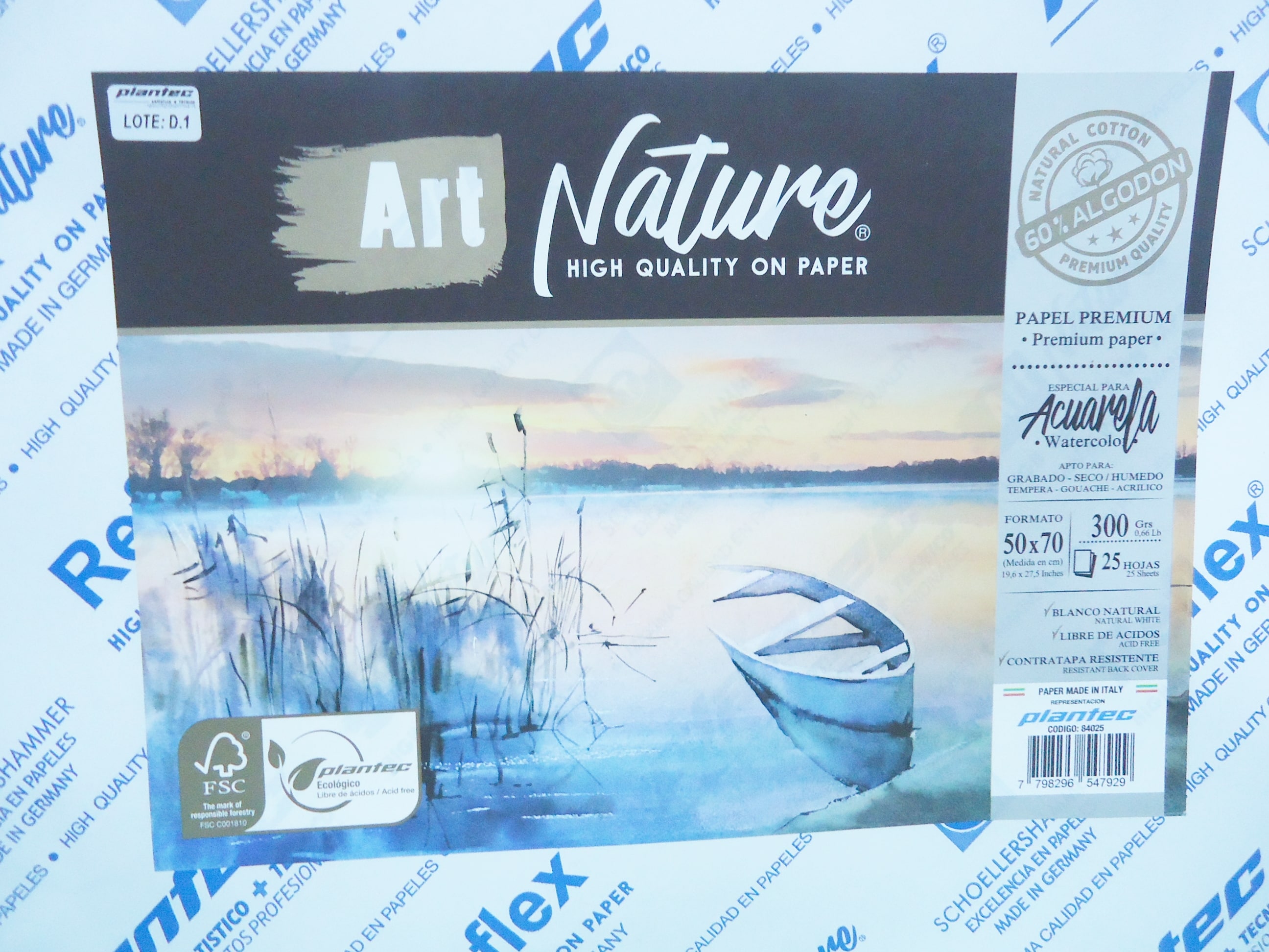 PAPEL BLANCO ALGODON 60% 50X70 X300GR