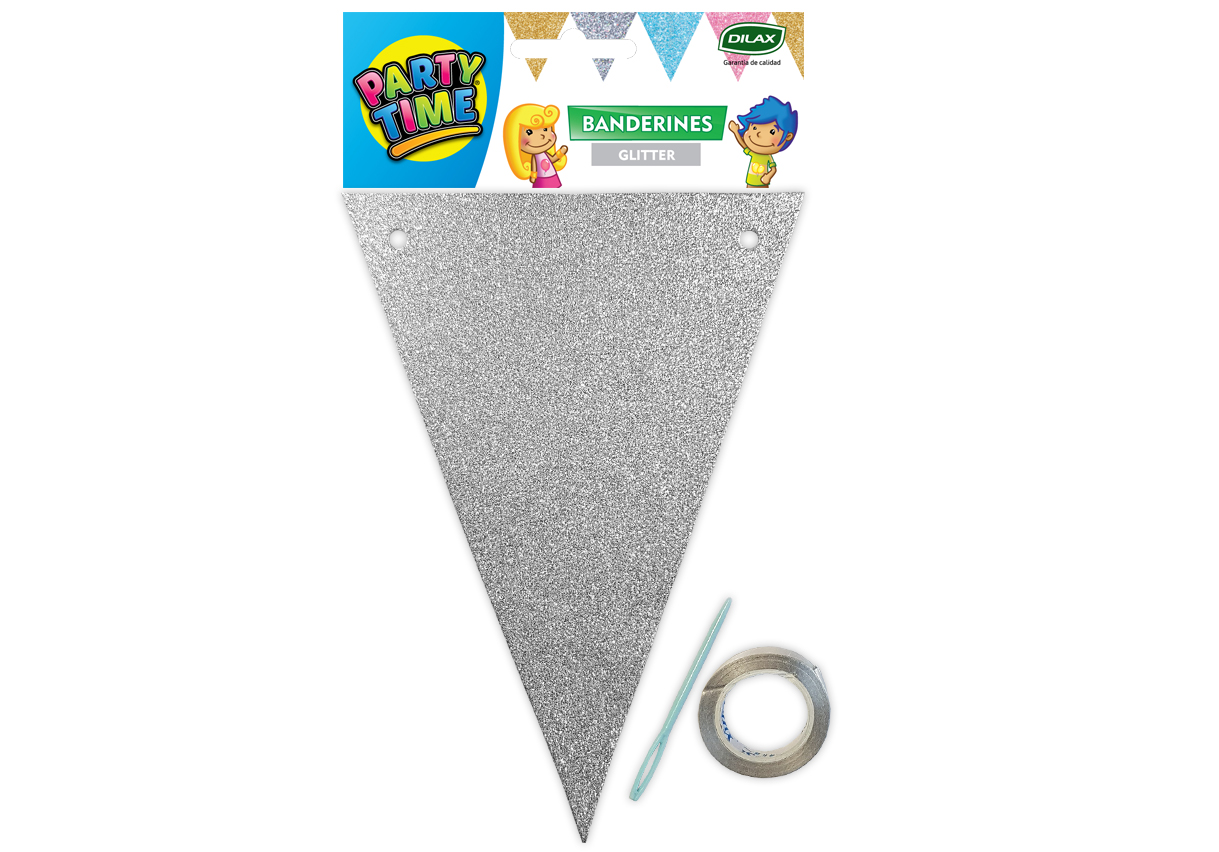 BANDERIN DILAX GLITTER PLATEADO