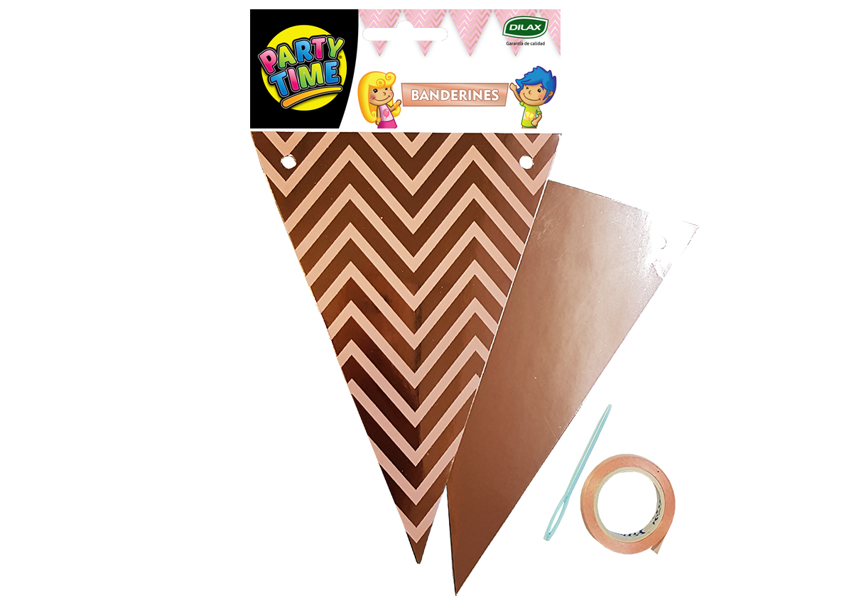 BANDERIN DILAX ZIG ZAG GOLD ROSA