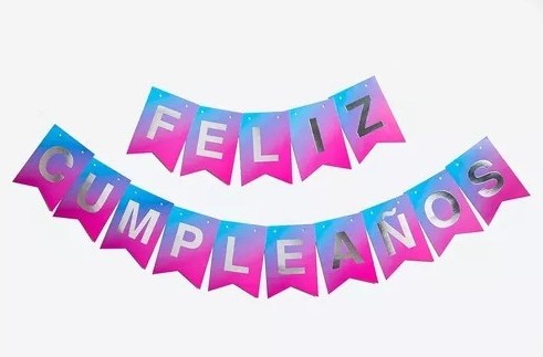 BANDERIN FELIZ CUMPLEAÑOS DEGRADE