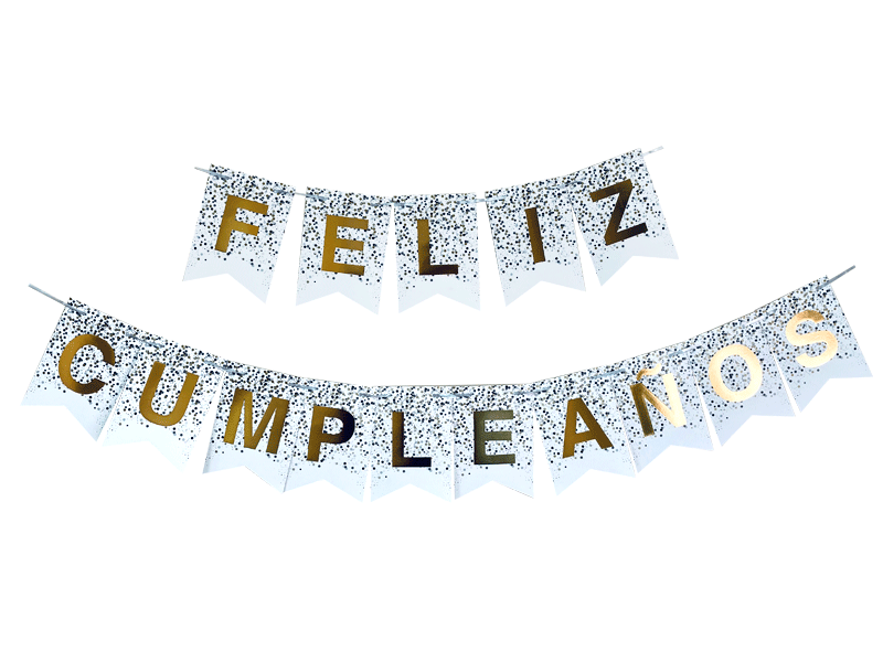 BANDERIN FELIZ CUMPLEAÑOS BLANCO GOLD GM
