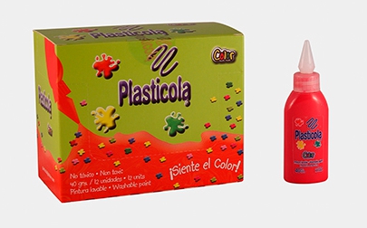 ADHESIVO COLOR PLASTICOLA x40gr ROJO X12