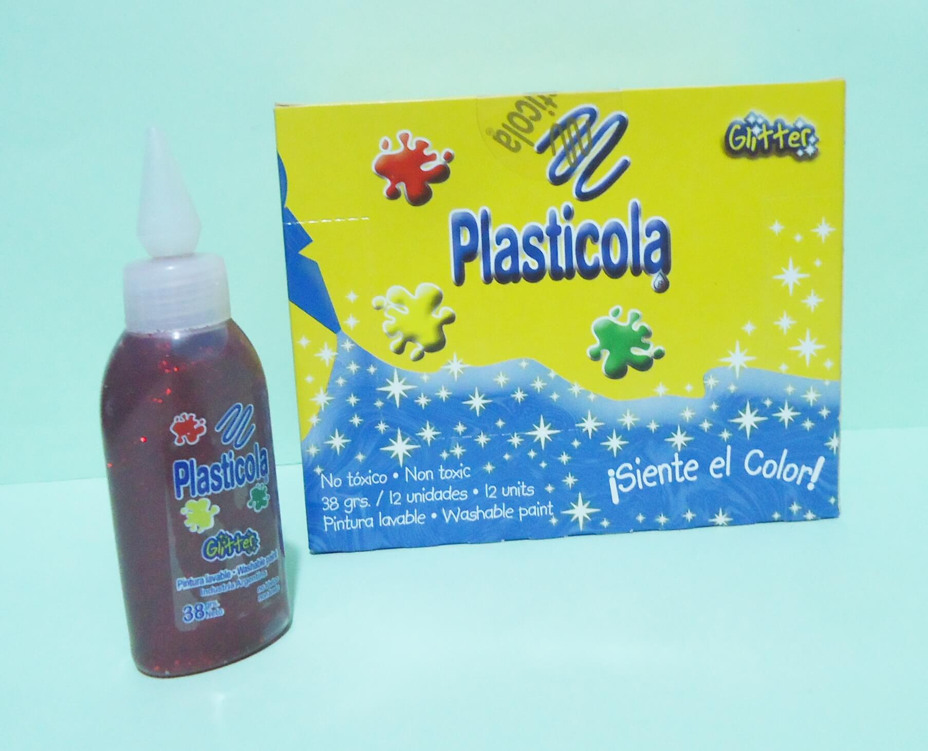 ADHESIVO GLITTER PLASTICOLA x38gr ROJX12