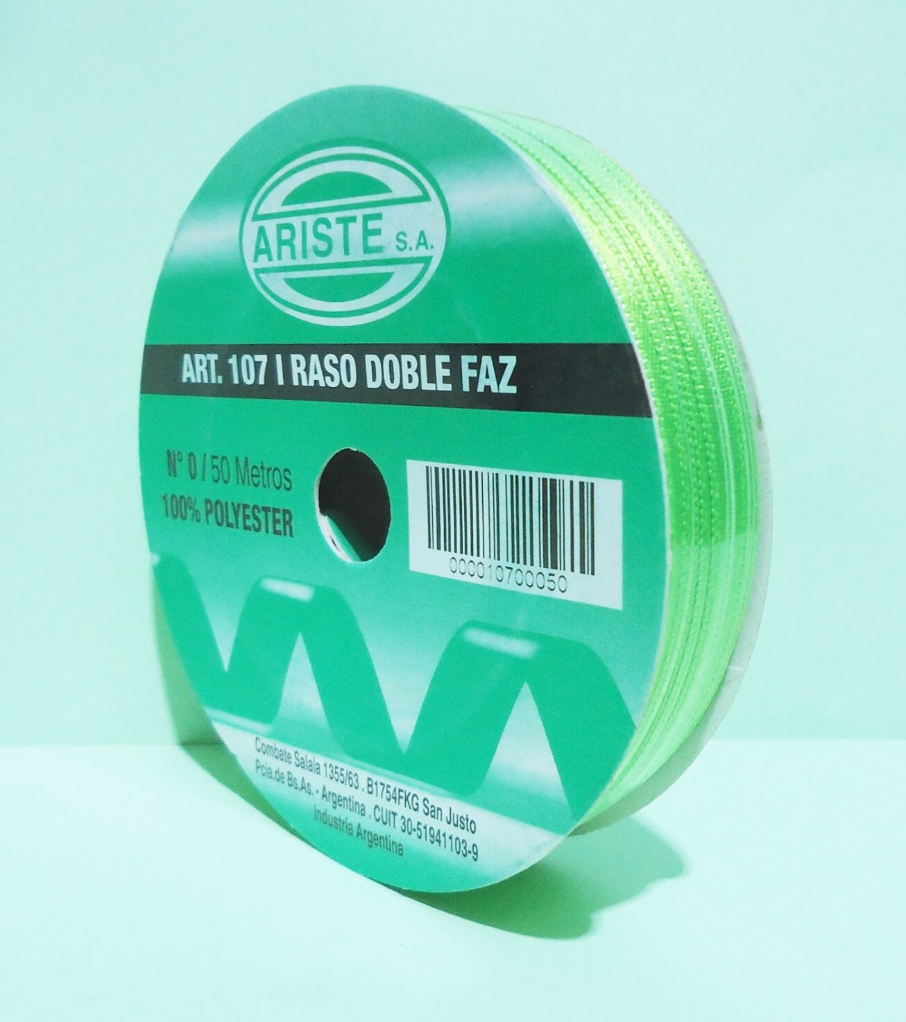 CINTA RASO Nº0 x 50mt VERDE MANZANA