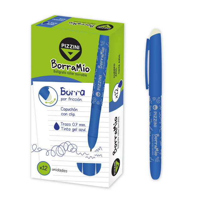 BOLIGRAFO BORRABLE PIZZINI AZUL X12