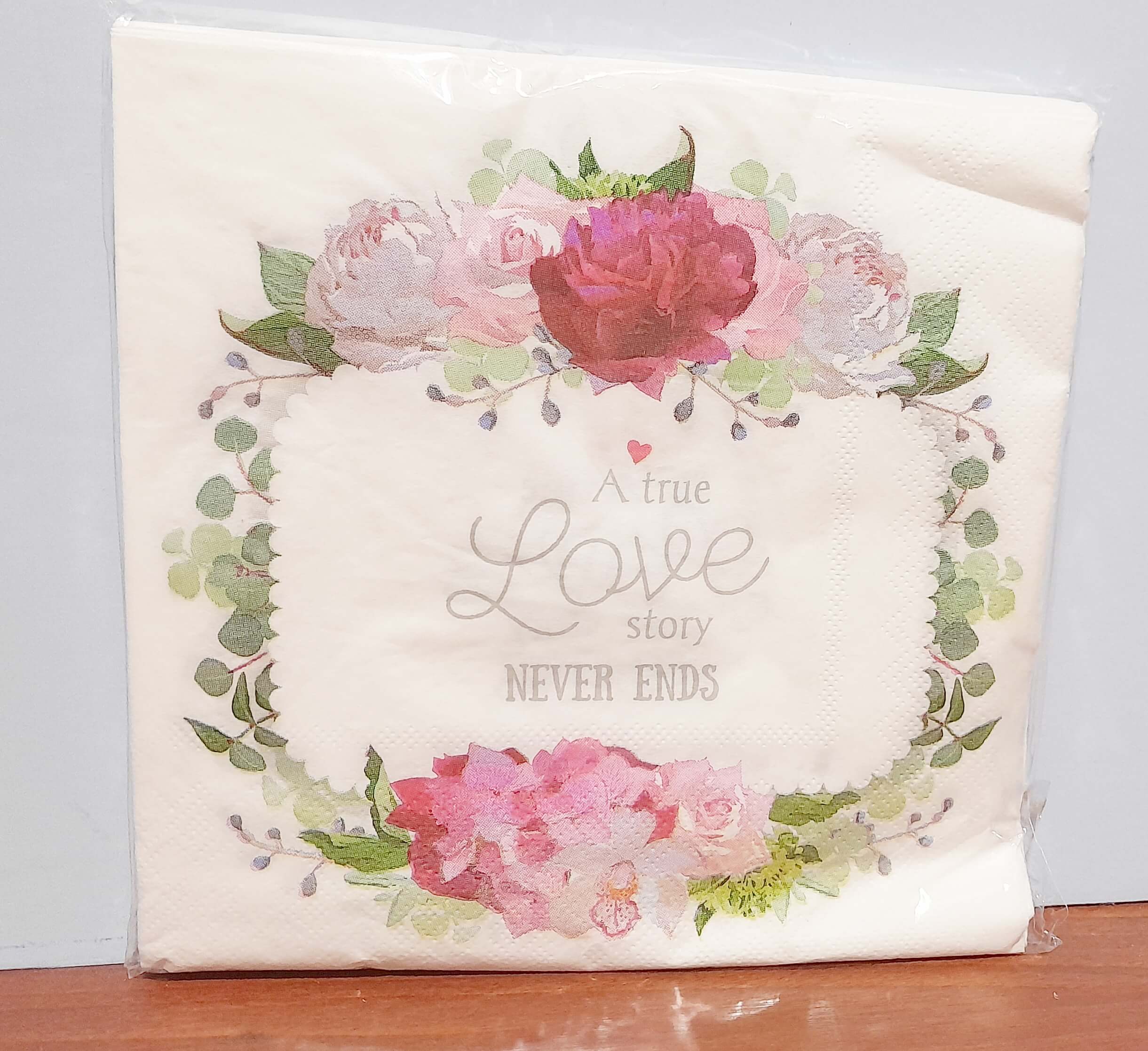 SERVILLETA 33X33x20 PREMIUM FLORES LOVE