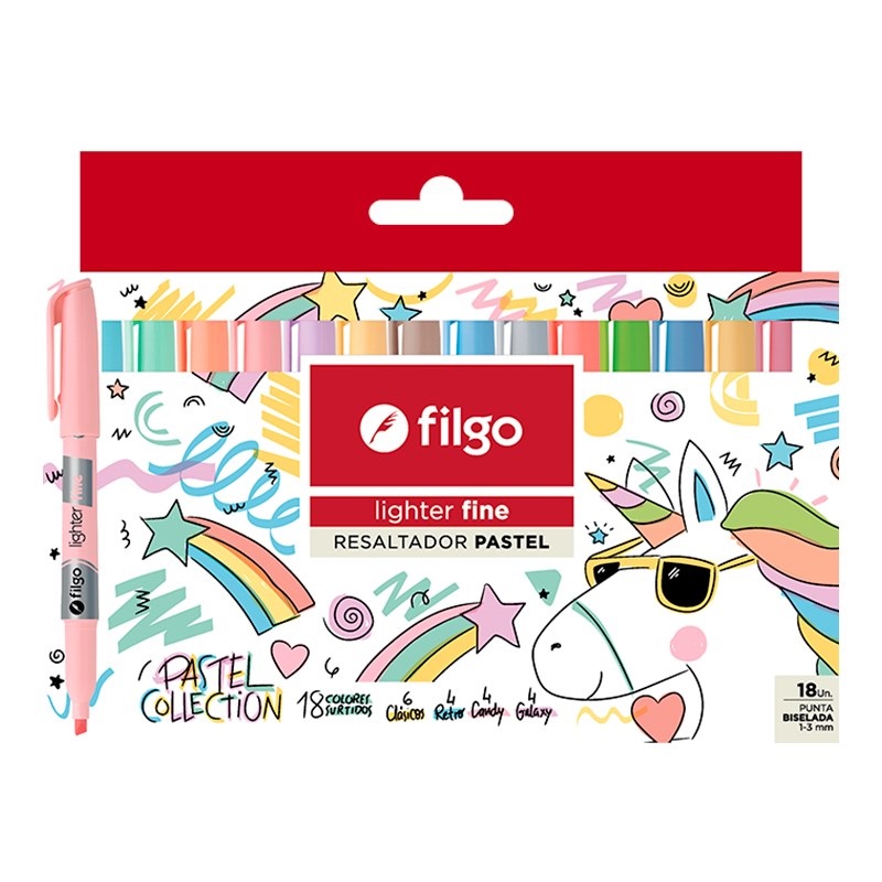 RESALTADOR FILGO x18 PASTEL LIGHTER FINE