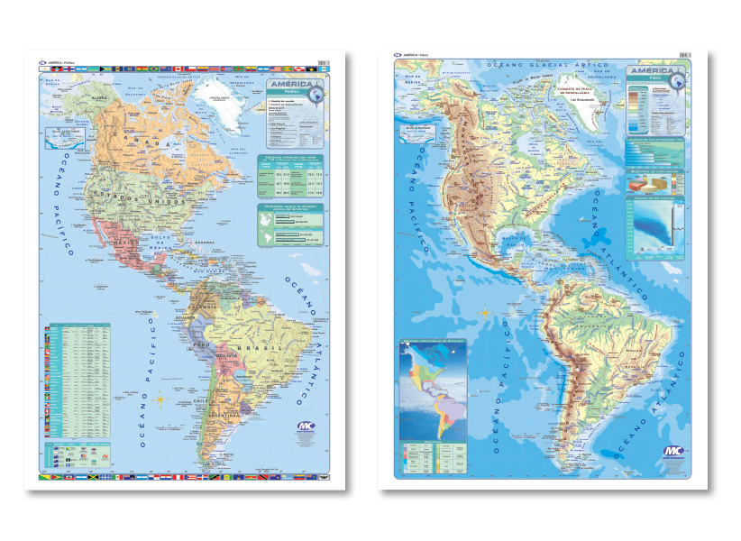 MAPA MURAL CONTINENTE AMERICANO