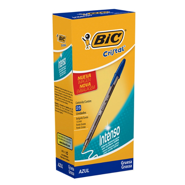 BOLIGRAFO BIC CRISTAL INTEN AZUL 1.6 X12