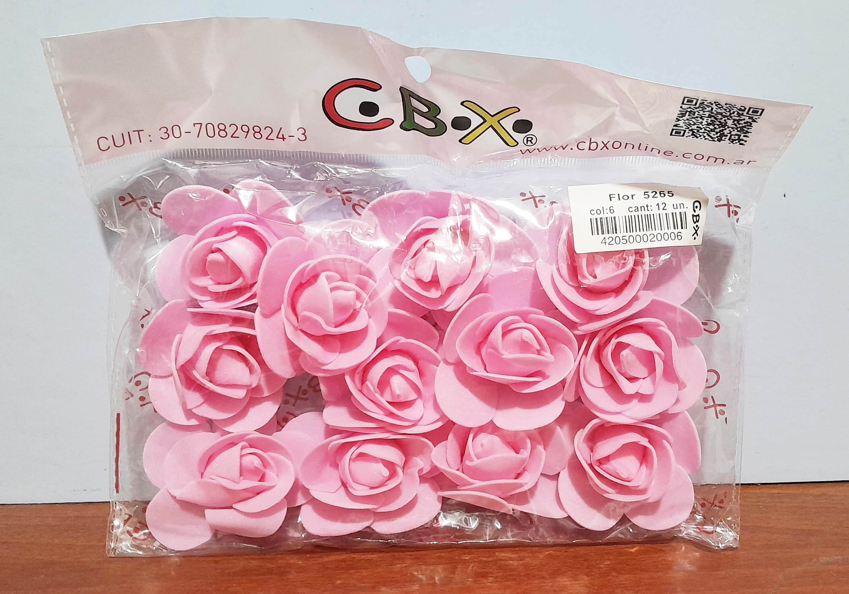 FLOR DE GOMAEVA X12 ROSA COD 5265