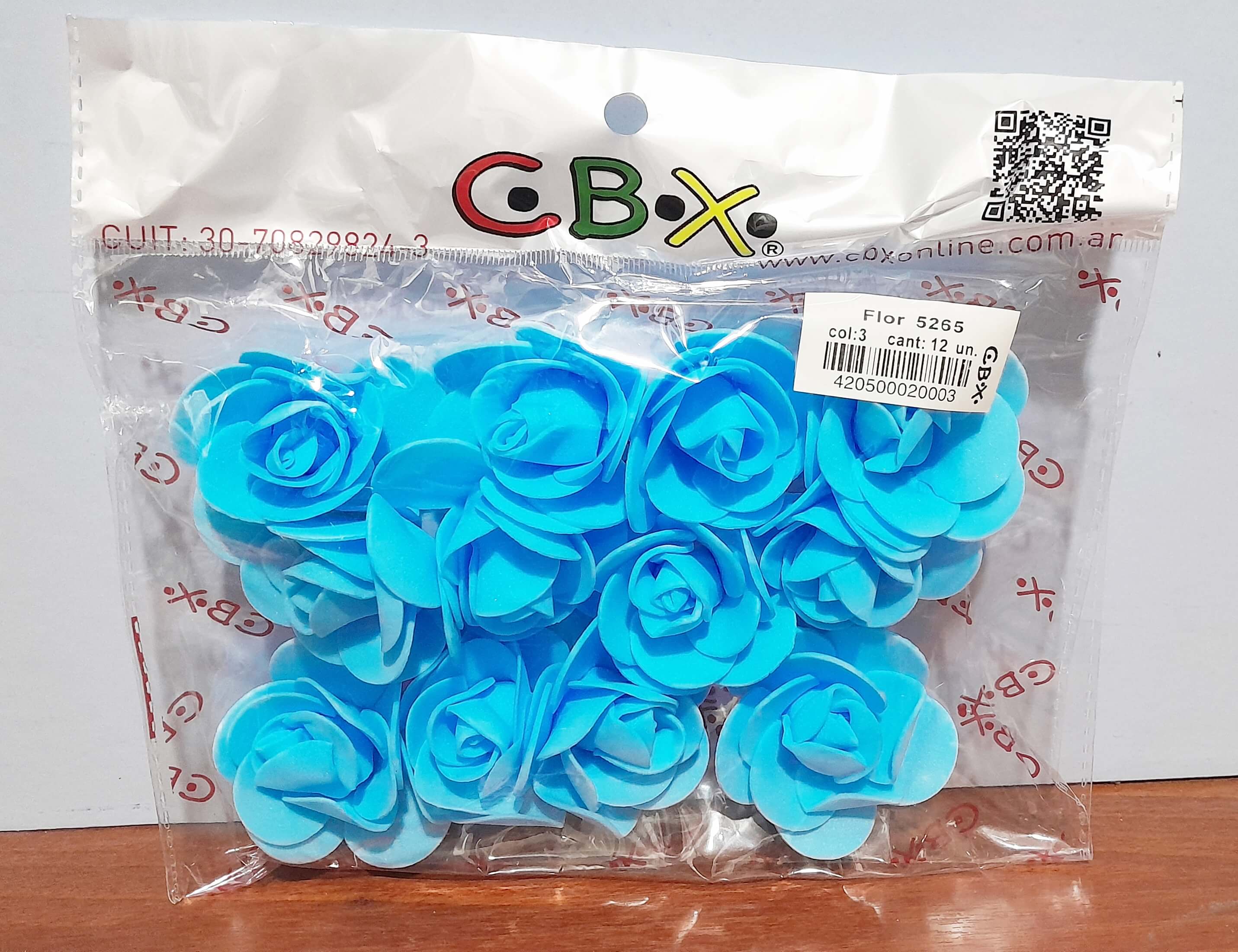 FLOR DE GOMAEVA X12 CELESTE COD5265