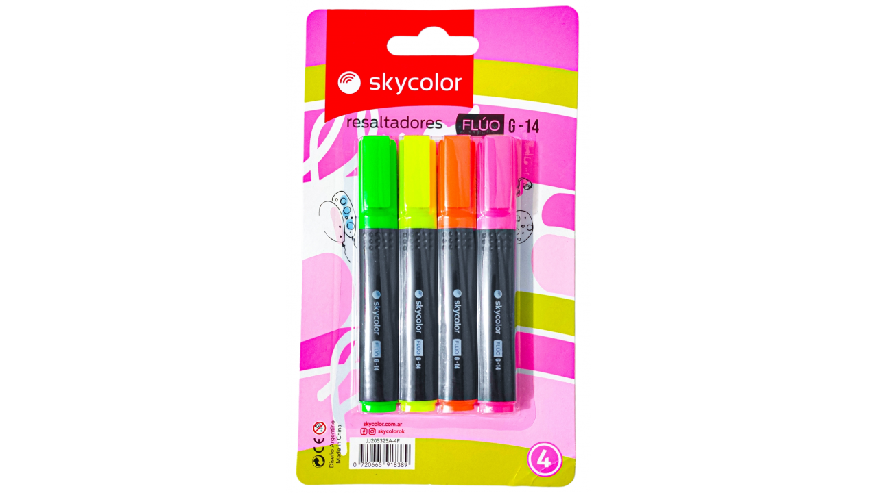 RESALTADOR SKYCOLOR FLUO F15 X 4