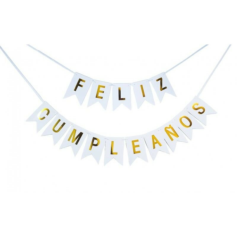 BANDERIN FELIZ CUMPLEAÑOS BLANCO GDE G.M