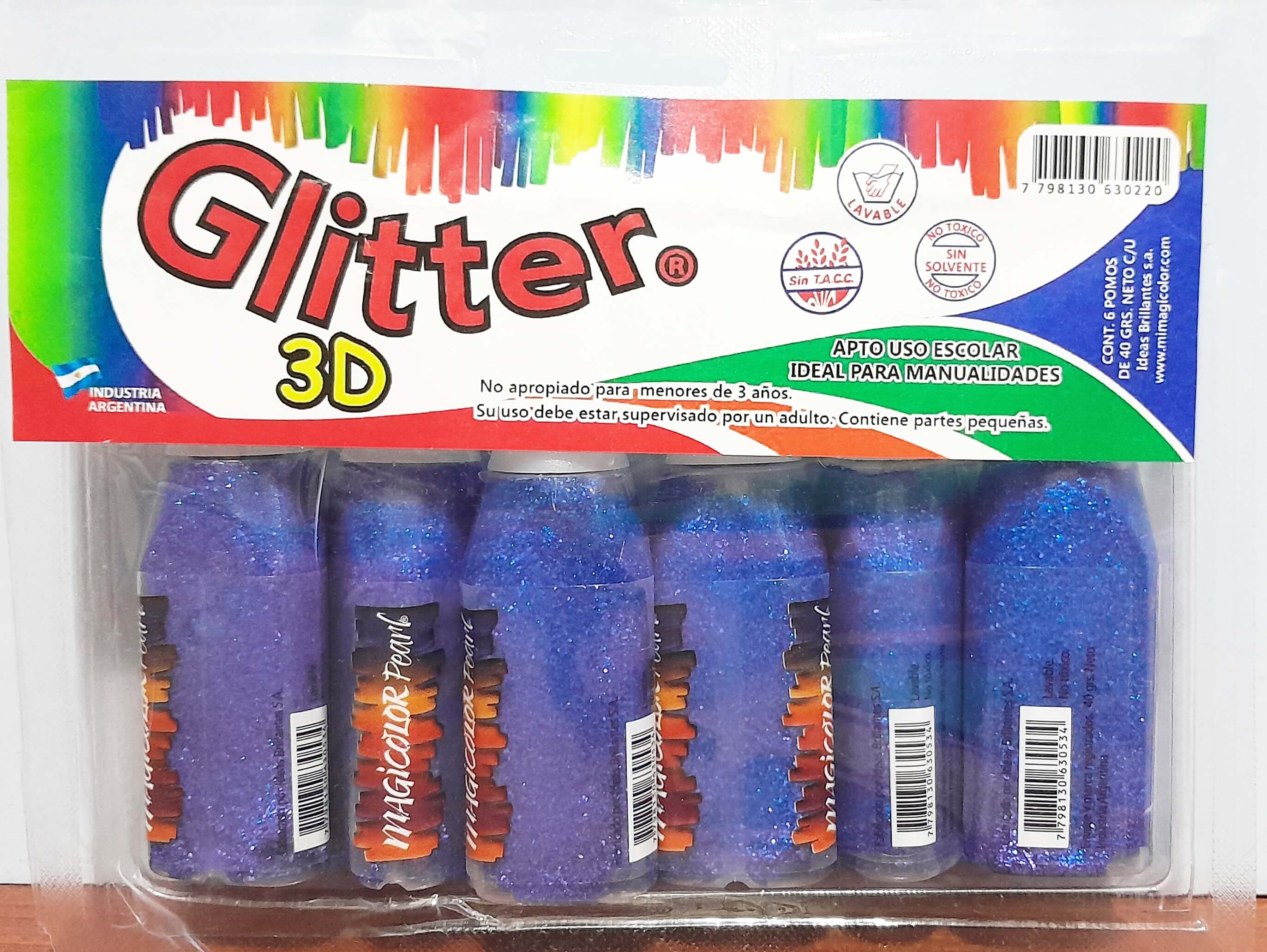 ADHESIVO GLITTER MAGICOLOR X40GR AZULX6