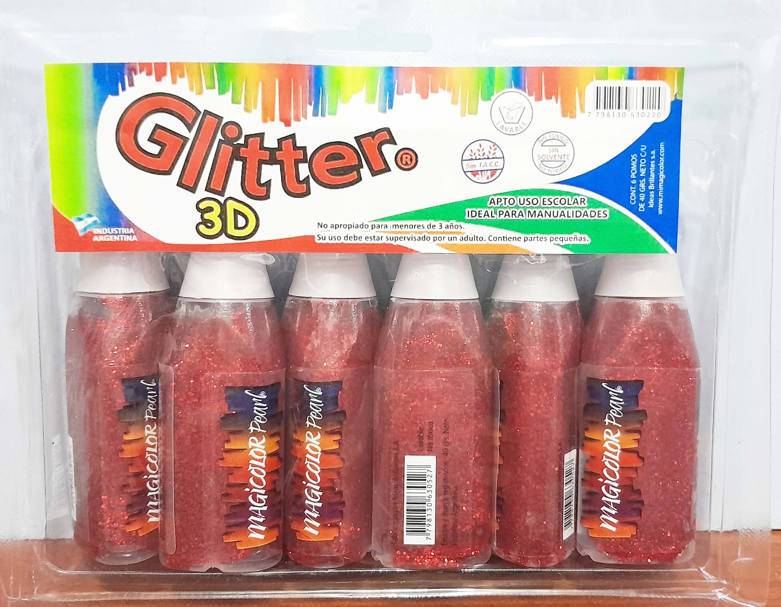 ADHESIVO GLITTER MAGICOLOR X40GR ROJOX6