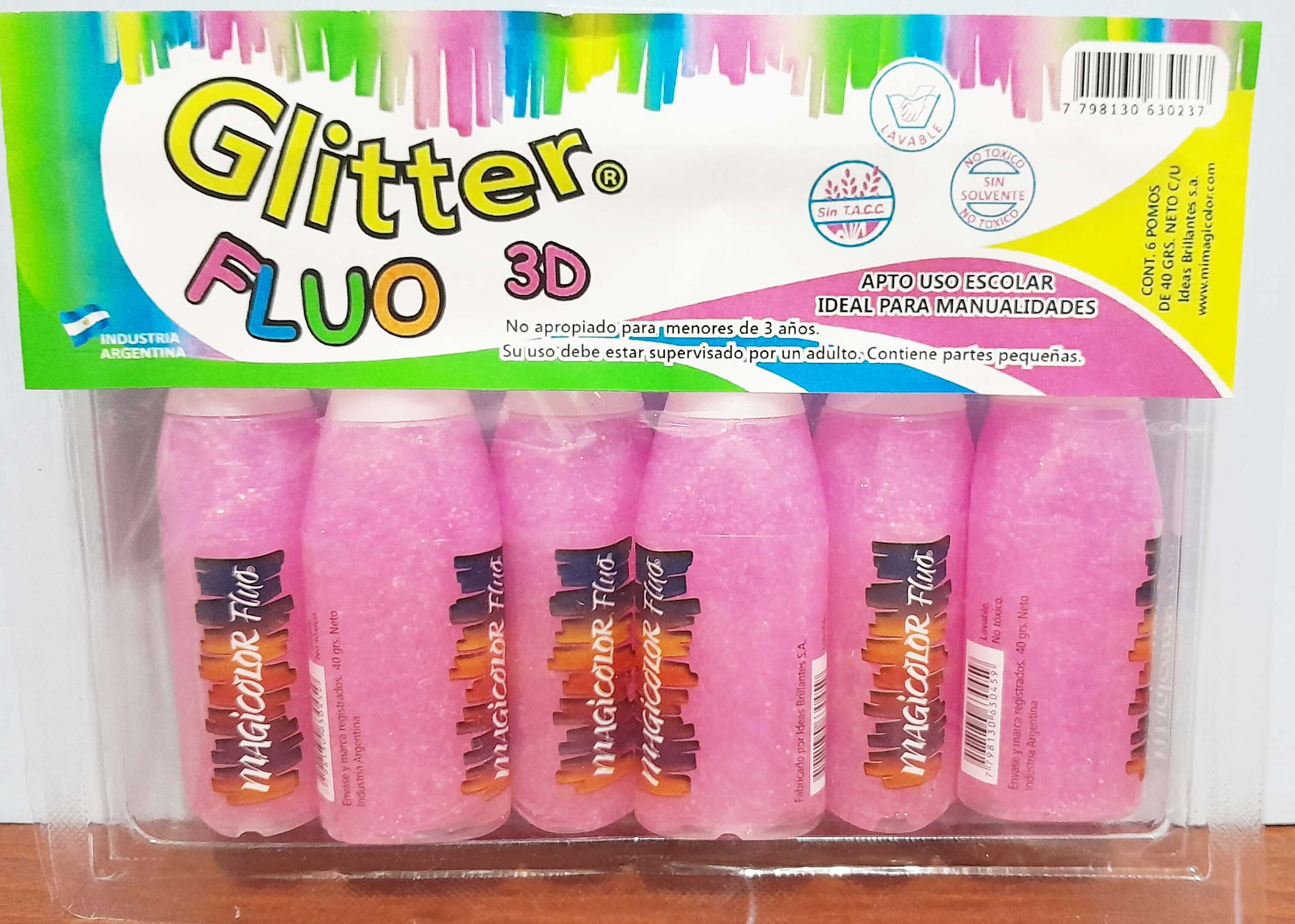 ADHESIVO FLUO GLITTER MAGIC ROSAX40GRX6