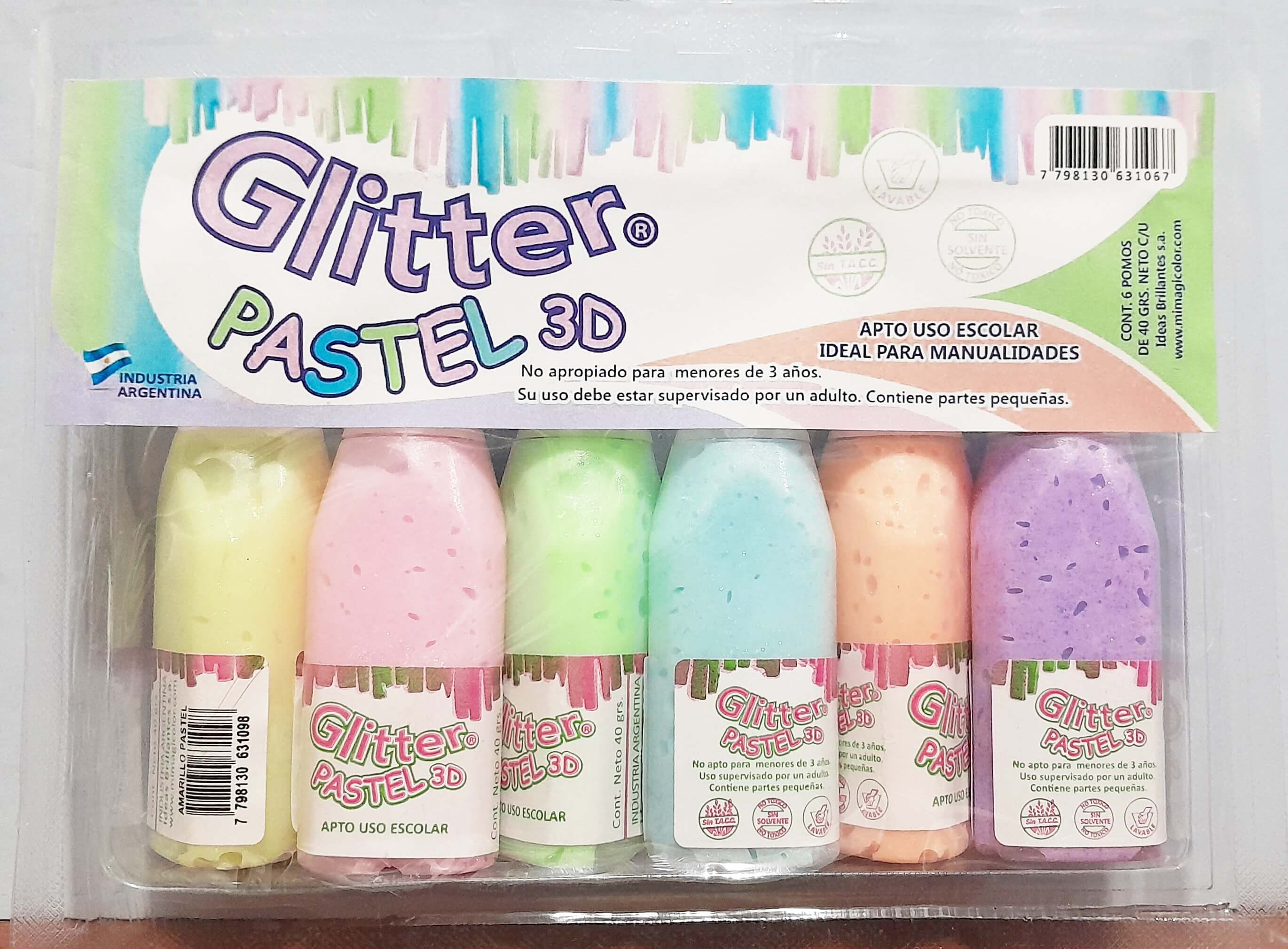 ADHESIVO GLITTER MAGIC SURTI PASTEL X6