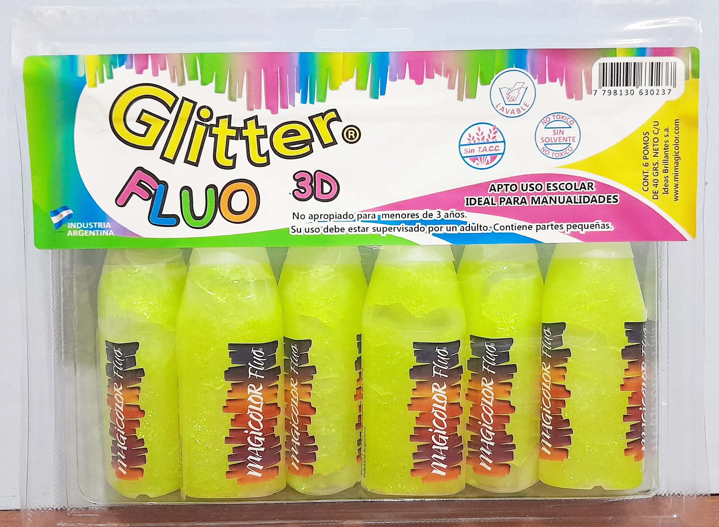 ADHESIVO FLUO GLITTER MAGIC AMARIX40GRX6