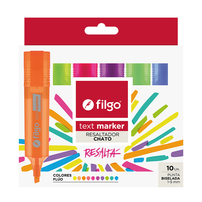 RESALTADOR FILGO X10 SET FLUO TEXT MARK