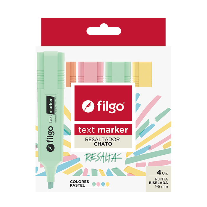 RESALTADOR FILGO X4 PASTEL TEXT MARKER