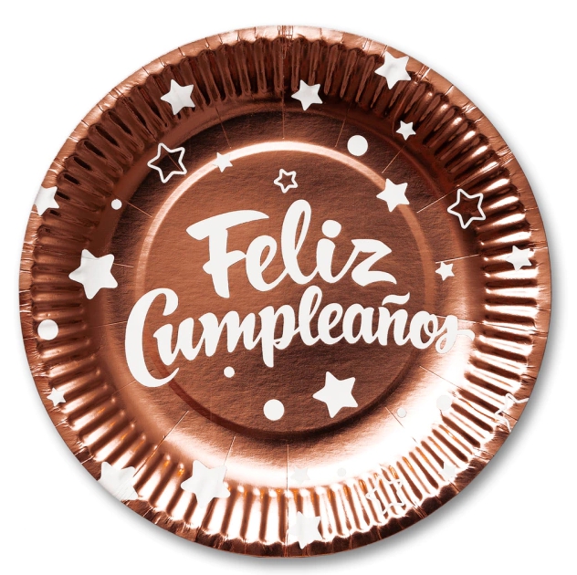 PLATO POLIPAPEL FELIZ CUMPLE R.GOLD x10