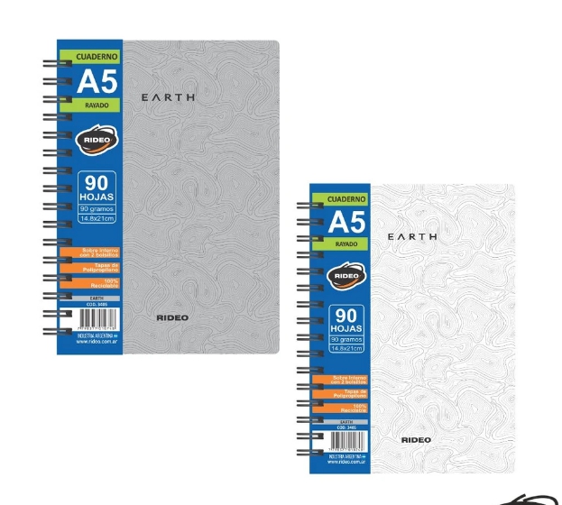 CUADERNO A5 RIDEO EARTH X90HOJAS