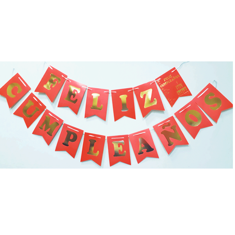 BANDERIN FELIZ CUMPLEAÑOS NARANJA G.M