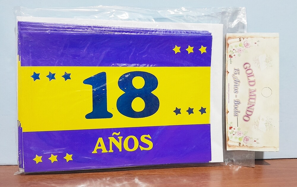 INVITACION 18 AÑOS AZUL Y AMARILLO X10