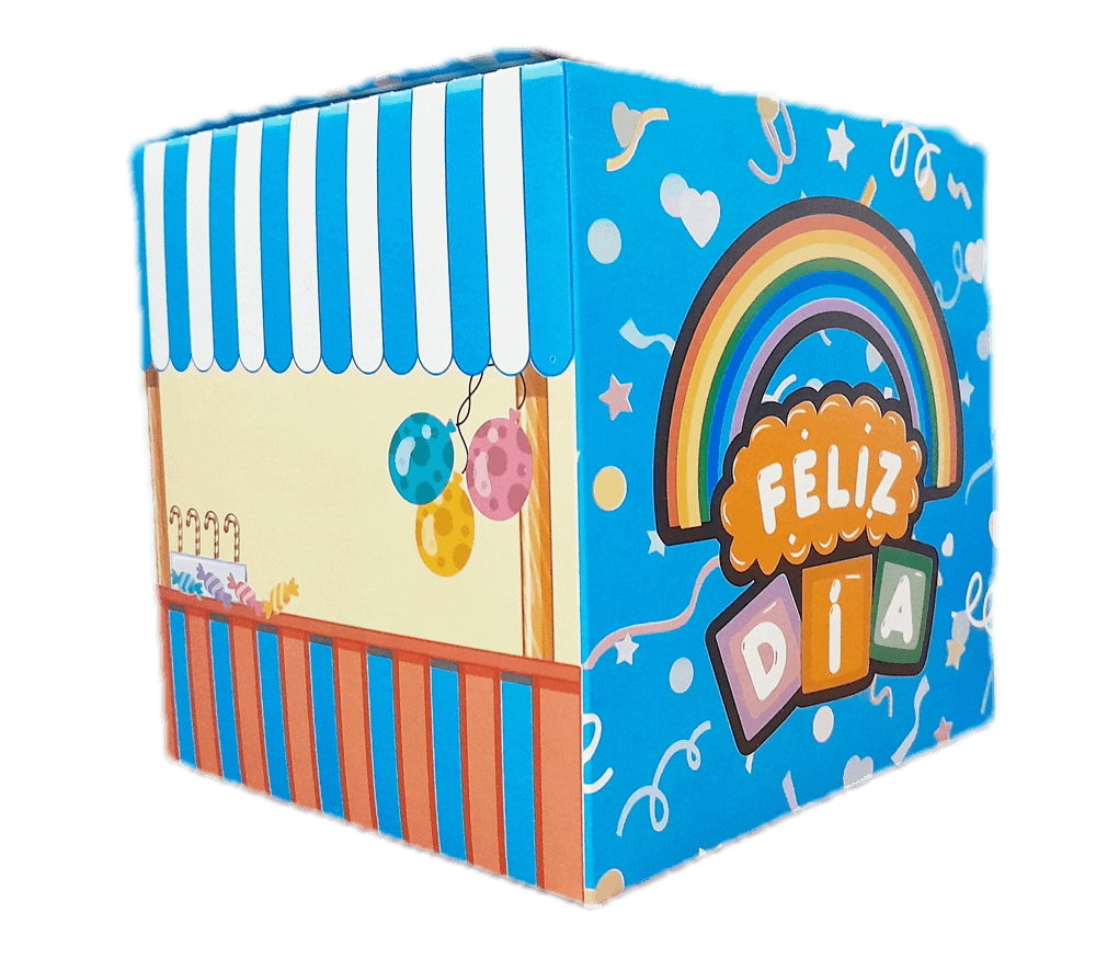 CAJA 12x12x12 CUBO FELIZ DIA ARCO IRIS