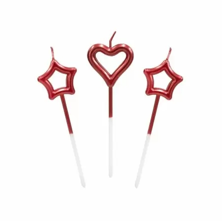 VELA x 3 ESTRELLA+CORAZ ROJO CADENACI