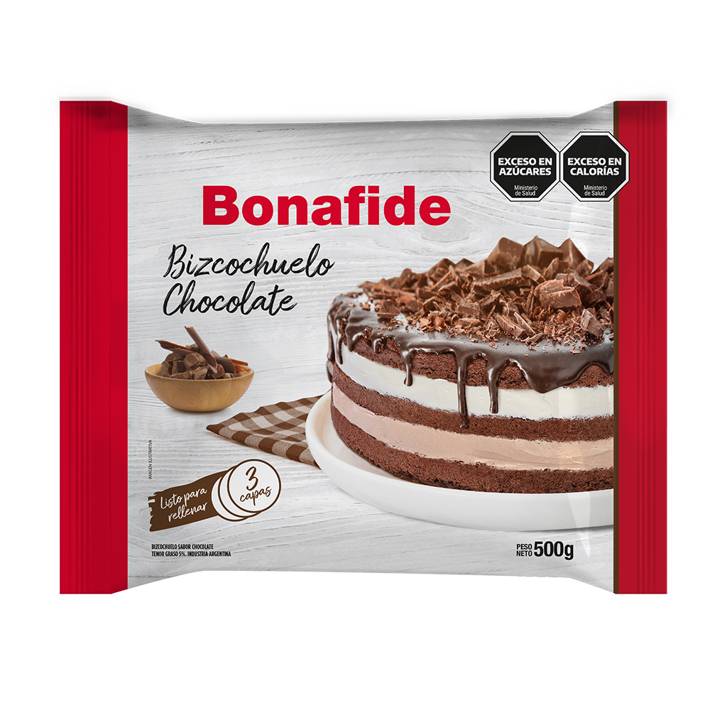 BIZCOCHUELO BONAFIDE REDONDO CHOCOL500gr