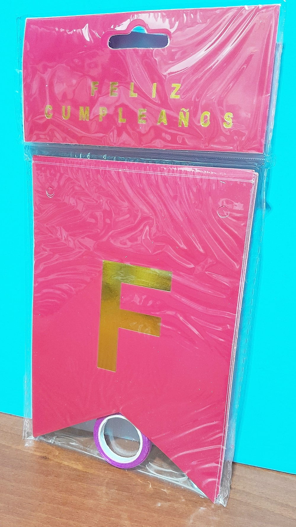 BANDERIN FELIZ CUMPLEAÑOS ECO FUCSIA